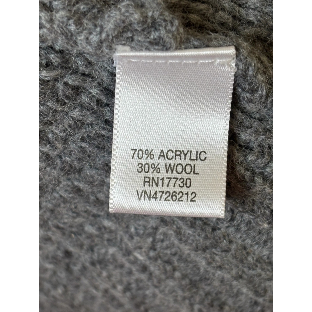 Merona Women's Medium Gray Chunky Knit Cozy Wool Blend Belted Button Up Cardigan - Picture 12 of 14